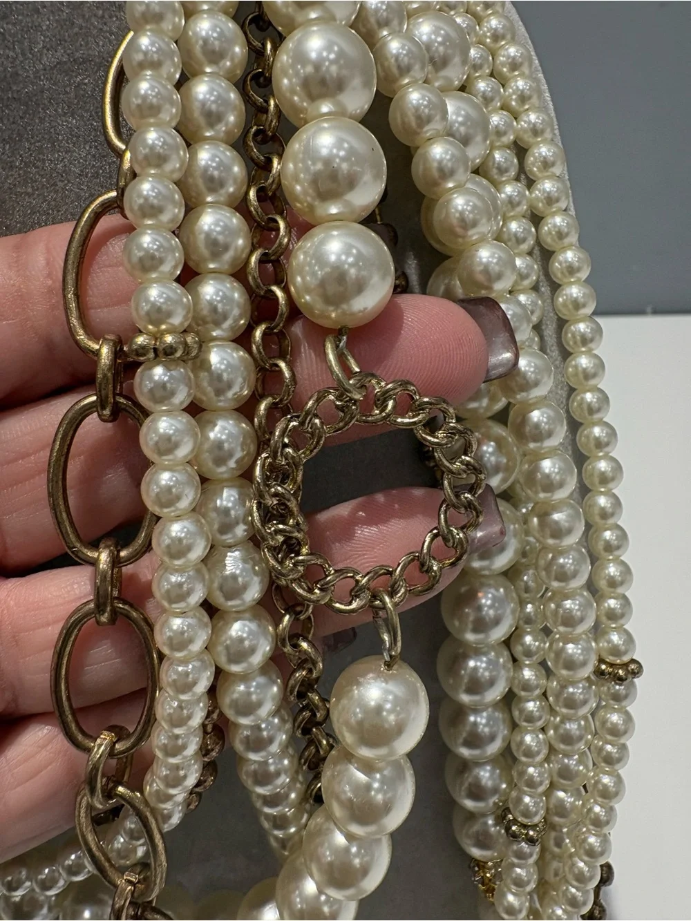 Aldo Multi-Strand Pearl and Gold-Tone Layered Necklace
